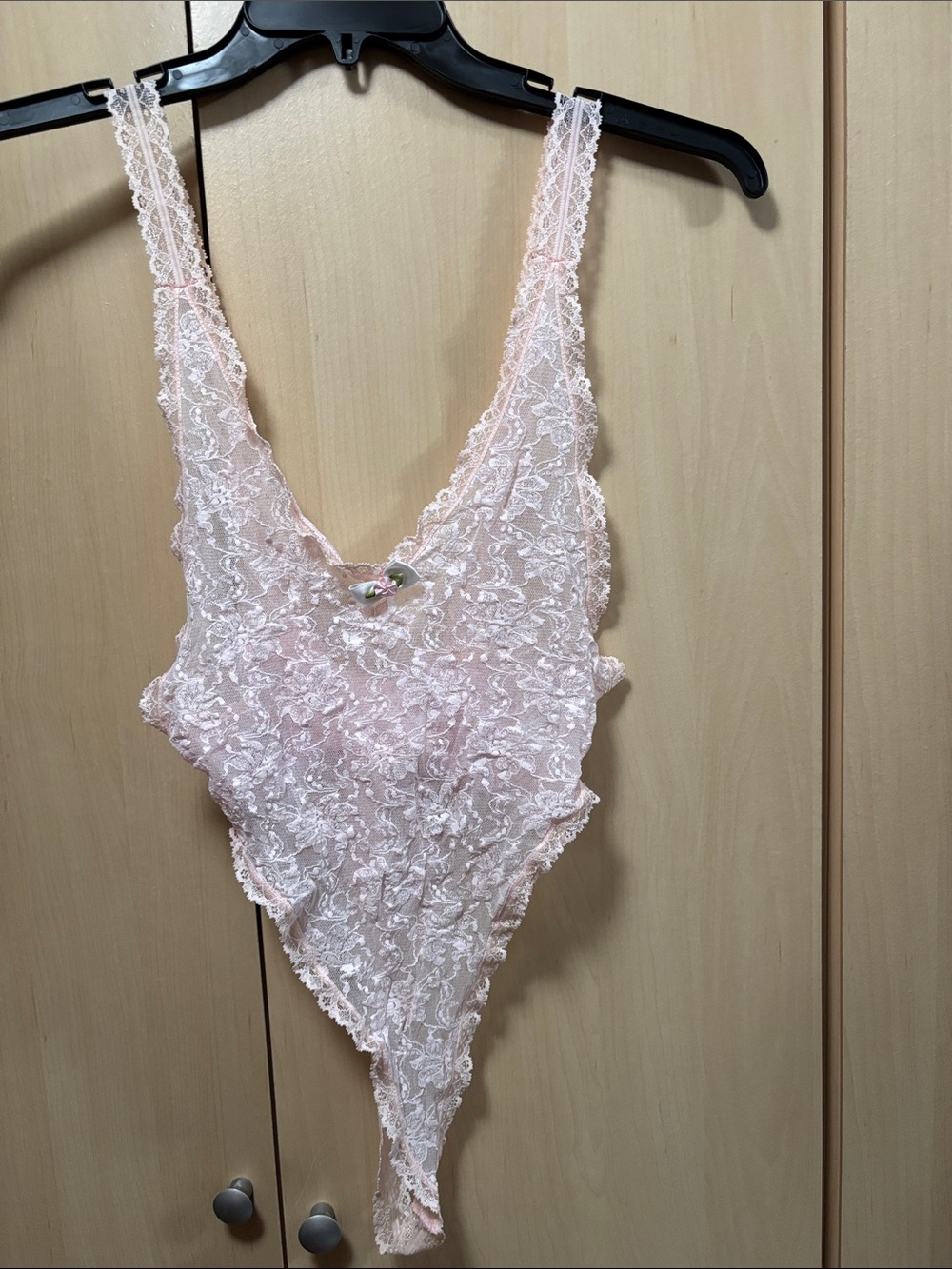 Pink lace thong lingerie